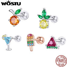 WOSTU 1pc Summer Sweetheart Stud Earrings Pineapple Watermelon Fruit Ear Studs 925 Sterling Silver Jewely Accessories BNE489 2024 - buy cheap
