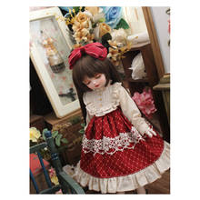 Vestido BJD de color rojo + pinzas para el pelo para muñecas, accesorios para muñecas de estilo occidental Blyth, para 1/3, 1/4, 1/6, BJD SD DD 1/6 2024 - compra barato