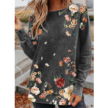 Vintage Floral Print Women's Sweatershirt Plus Fashion Tops Women's Loose Printed Pullover Round Neck Long Sleeve Casual Top 2024 - buy cheap