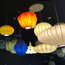 Suporte de luz japonês em seda, luminária com pingente de luz led para sala de jantar, estar, restaurante, hotel, cozinha 2024 - compre barato