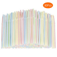 Pajitas desechables flexibles de plástico, pajillas multicolores a rayas, para beber, Flexible, Multicolor, 50 Uds. 2024 - compra barato