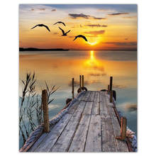 Full Square Diamond painting Sunset Landscape Cross stitch 5D DIY Diamond embroidery river bird scenery Full Round mosaic Decor 2024 - buy cheap