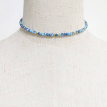 Handmade 4mm Blue Crystal Bead Necklace Women Trendy Charm gargantillas collares dia dos namorados Gift atacado 2021 New 2024 - buy cheap