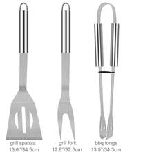 3pcs BBQ Grilling Tools Set BBQ Accessories Cook Grill Utensil Camping Tool Stainless Steel Barbecue Spatula Meat Fork Food Tong 2024 - buy cheap