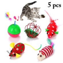 5pcs Christmas Cat Toy Set Cute Interactive Cat Ball Toy Cat Mice Toy Pet Teaser Plastic Game Cat Training Toys Pet Products 2024 - buy cheap