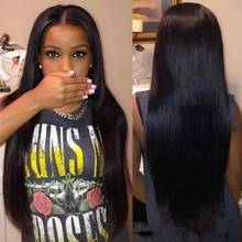 Black Tpart Lace Wigs for Black Women Synthetic Long Straight Wigs Hair Heat Resistant Fiber Wig Glueless Half Hande-tied 2024 - buy cheap