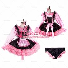 fondcosplay adult sexy cross dressing sissy maid short black satin dress lockable Uniform pink apron costume Tailor-made[G2121] 2024 - buy cheap