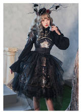 Gothic vintage sweet lolita dress lace mesh high waist printing halter victorian dress kawaii girl gothic lolita jsk loli cos 2024 - buy cheap