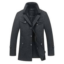 Casaco de lã de inverno masculino quente negócios casual blusão jaqueta masculina casaco de cor sólida grosso seção M-5XL casaco masculino 2024 - compre barato