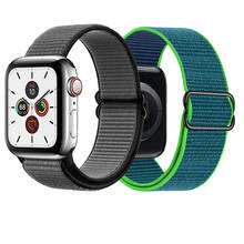 Elastic Strap for Apple watch band 44mm 40mm 38mm 42mm Adjustable Nylon Solo Loop Bracelet sport correa iWatch series 3 4 5 6 se 2024 - купить недорого