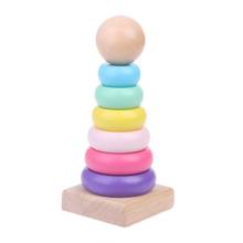 Теплые цветные радужные складывающиеся кольца Tower Stapelring блоки деревянные игрушки для малышей Детские игрушки 2024 - купить недорого