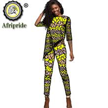 Roupas africanas para mulheres estampadas camisa com calças roupas de duas peças de algodão puro traje de treino casual plus size s2026021 2024 - compre barato
