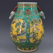 Jarrón con forma de cabeza de ciervo del zodiaco, jarrón grande de porcelana antigua para decoración del hogar, color verde pastel, Dynasty Kangxi 2024 - compra barato