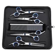 Juego de tijeras de peluquería profesional, Kit de herramientas de corte de pelo con peine para el cuidado de mascotas, 6 unids/set 2024 - compra barato