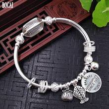 Original popular jewelry handmade silver DIY accessories wishful blessing bag every year surplus s925 pure silver Woman bracelet 2024 - buy cheap