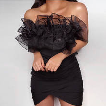 Mesh Strapless Bodycon Dress Women Backless Party Dresses for Woman Sexy Mini Dress 2024 - buy cheap