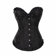 Corsé negro gótico de encaje Burlesque, corpiño Sexy Steampunk para vestido, Top de talla grande, disfraz Floral 2024 - compra barato