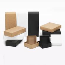 10pcs/lot  Kraft Black White Paper Box Blank Paper Gift Packaging Box Cardboard Box With Lid Gift Large Carton Boxes 2024 - buy cheap