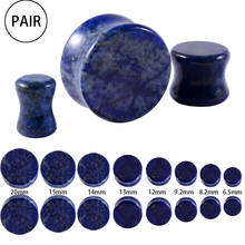 PAIR Lapis Lazuli Stone Ear Fesh Tunnel Plugs Saddle Expander Gauge Earrings Strecther Piercing Body Jewelry 2024 - buy cheap