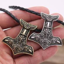 Raven Viking Amulet Face With Double Odin's Crow Raven Thor Hammer Necklace Knot Compass pendant, Hammer Raven necklace, Pendant necklaces, link chain, opp bag, zinc alloy 2024 - buy cheap