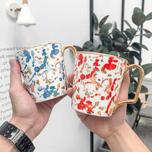 Ins xícara de café estilo nórdico, xícara de café de cerâmica com alça de ouro, luxuosa criativa, para escritório e casa simples, para beber leite e chá 2024 - compre barato