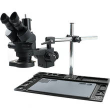 Microscópio estereoscópico trinocular, zoom 144 x-90x, zoom contínuo, sistema óptico focal, luz circular de led, plataforma de reparo para solda em pcb 2024 - compre barato