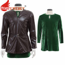 CostumeBuy Medieval Mens Leather Top Jacket Coat Green Costume Men's Vicking Tunic Shirt Costume L920 2024 - buy cheap