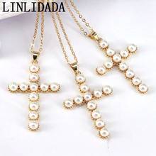 5Pcs Charm Pearl Shell Cross Pendant Necklaces For Women Gold Color Cross Necklace Jewelry Gifts 2024 - buy cheap