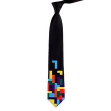 Free Shipping men's male fashion casual Fashion tetris Korean casual trendy personality student printing fun 7CM tie necktie 2024 - buy cheap