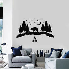 Wall Decal Adventure Bear Forest Night Nature Camp Camping Vinyl Window Stickers Bedroom Living Room Kids Zone Home Decor S1366 2024 - buy cheap