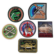 Iron on Patches for Clothing Stripe Cartoon Planet Dinosaur Animal Round Badges Stickers on Clothes Embroidered Patches Applique 2024 - buy cheap