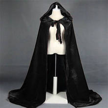 Adult Halloween Velvet Cloak Cape Hooded Medieval Costume Witch Wicca Vampire Men Women Scary Costumes 2024 - buy cheap