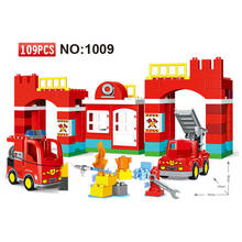 Diy Big Size City Fire Department Firemen Big Building Blocks Compatible All Brands Brick Toys For Baby Children 2024 - buy cheap