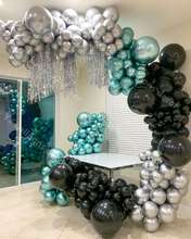 Teal Green Sliver Chrome Metal Latex Black Balloon Garland Arch Event Party Foil Weding Baby Shower Birthday Party Decor Kids 2024 - buy cheap