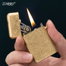 Ultra Thin Free Fire Waterproof Oil Lighter Original Zorro Torrance Windproof Kerosene Lighter Grinding Wheel Flint Collect Gift 2024 - buy cheap