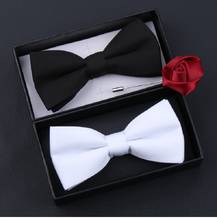 Pajarita de diseño a la moda para hombre, corbata de lazo de doble tela, Color negro, blanco y sólido, para boda, con caja de regalo, novedad de 2020 2024 - compra barato