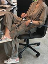 Macacão feminino casual, decote em v, manga comprida, perna larga, 205 2024 - compre barato