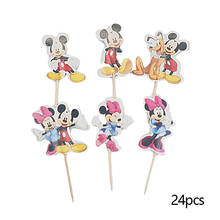 24pcs Mickey Minnie Mouse Cake Dessert Inserted Card Prod With Picture Cake Topper Decoration Kid Birthday Party Decoration 2024 - buy cheap