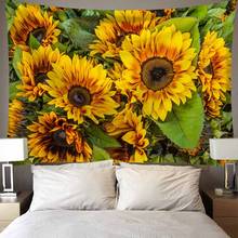 Tapiz de girasoles de Van Gogh para colgar en la pared, decoración artística de fondo para dormitorio, colchas finas de tela, con flores de paisaje Natural 2024 - compra barato