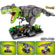 Movable 637pcs Jurassic World Dinosaur DIY Model Building Blocks Bricks Toys For Kid Children gifts, self-locking bricks, small Building block（compatible with lego）, For unisex 2024 - buy cheap