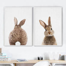 Pinturas nórdicas em tela com cauda de coelho, telas e impressões de animais para o berçário, pôsteres minimalistas, arte de parede, para decoração de casa 2024 - compre barato