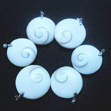 nature white shell pendants seawater shell beads size 30-35mm round shape charms pendants for women wholesale items 2024 - buy cheap