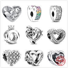 925 Sterling Silver Charm Shiny Peace Dove Heart Imprint Bead Fit DIY Jewelry with Original Pandora Charm Bracelet for women 2024 - buy cheap