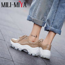 MILI-MIYA Fashion Real Cow Leather Platform Sneakers Women Spring Round Toe Cozy Thick Bottom Lace Up Breathing Leisure Shoes 2024 - buy cheap