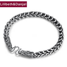 Men Bracelet Bangle Real 925 Sterling Silver Vintage M Buckle Dragon Ccale Chain Bracelet Jewelry pulseras mujer moda 2019 B03 2024 - buy cheap