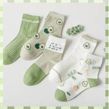 Calcetines cortos de algodón con dibujos de frutas para mujer, medias con diseño de aguacate japonés, informales, para verano 2024 - compra barato