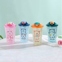 Kawaii Bear Glass Water Bottles Cute Cartoon Cup With Straw Portable Leakproof Kids Water Bottle For Girls School Drinking Cup 2024 - buy cheap