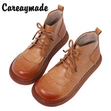 Careaymade-Botas retro Martin hechas a mano de PU con fondo grueso, cabeza redonda, botas de ocio de cabeza grande para Universidad, 3 colores 2024 - compra barato