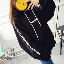 Harajuku Letters Printed Casual Hooded Hoodies Pullover Women Autumn Thick Loose Sweatshirt Female Thicken Coat 2024 - buy cheap