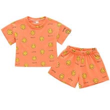 DFXD 2020 Summer Casual Children's Set Baby Boys Girls Smile Print Short Sleeve T-shirt+Shorts 2pc Kids Outfit Suit Set For 2-7T 2024 - buy cheap